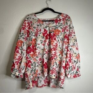 Liz Claiborne Floral Blouse - Red and Orange. Sz XL.